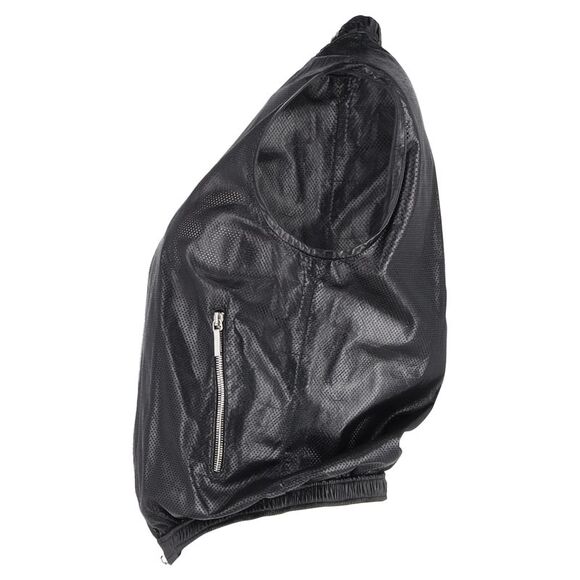 Jil Sander Perforated Zipped Vest Jacket in Black Leather